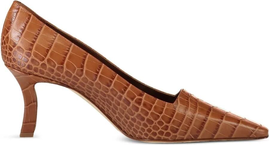 Manolo Blahnik 70 mm Morailo pumps met krokodillen-reliëf Bruin