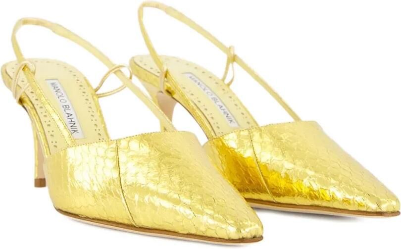 Manolo Blahnik 70 mm Touki slingback pumps Goud