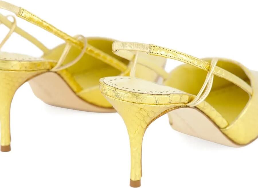 Manolo Blahnik 70 mm Touki slingback pumps Goud - Foto 3