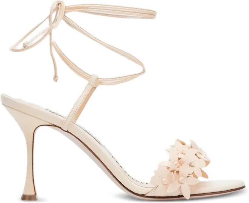 Manolo Blahnik Anista sandalen met bloemenprint Beige