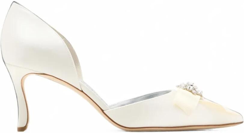 Manolo Blahnik Apidosa pumps verfraaid met kristallen en strik Wit