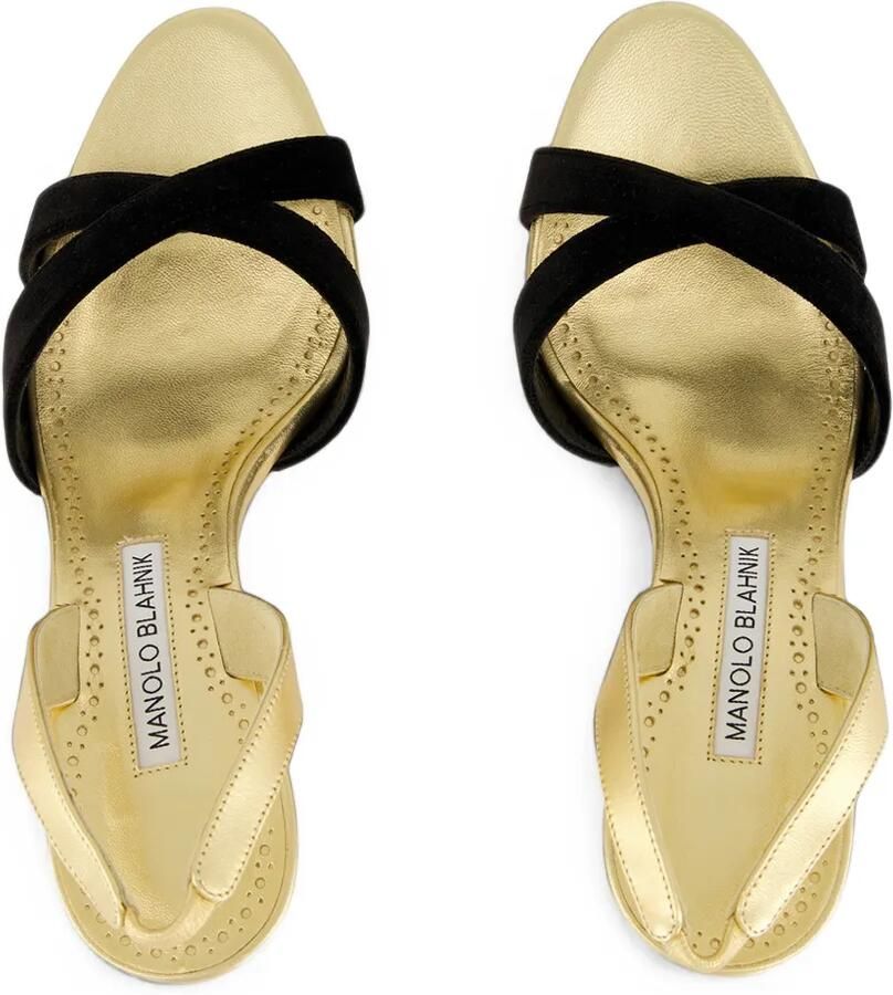 Manolo Blahnik Callydra leren sandalen Goud