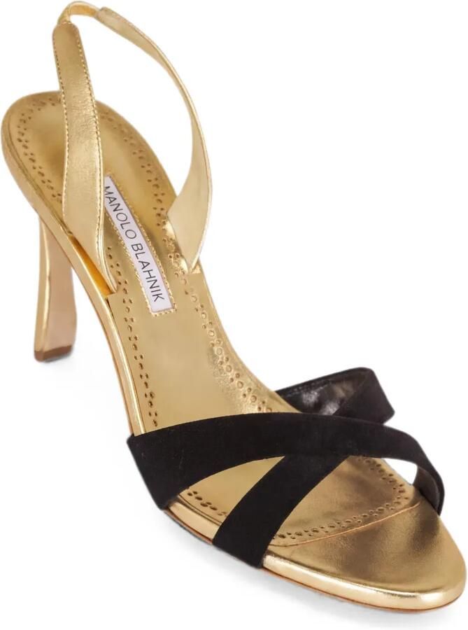 Manolo Blahnik Callydra sandalen met gekruist bandje Goud - Foto 3