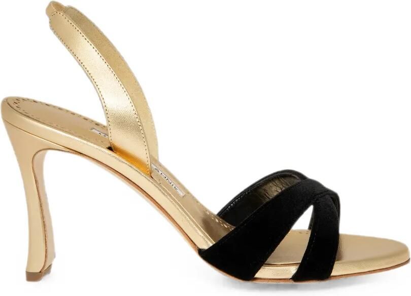 Manolo Blahnik Callydra sandalen met gekruiste bandjes Goud