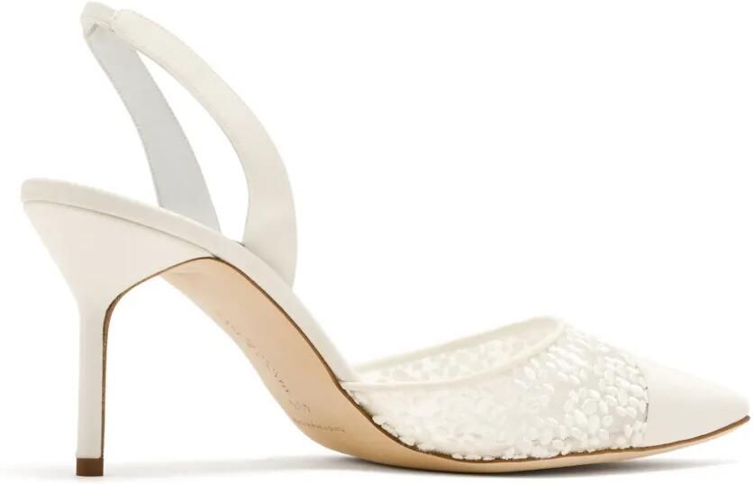Manolo Blahnik Capsli slingback pumps met kanten vlakken Wit - Foto 2