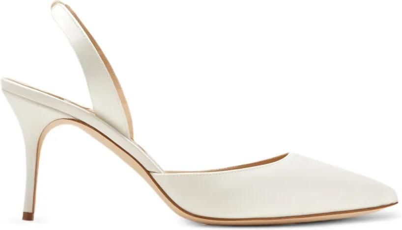 Manolo Blahnik Carolyne 70 slingback pumps met puntige neus Wit