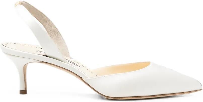 Manolo Blahnik Carolyne Bride satijnen slingback pumps Wit