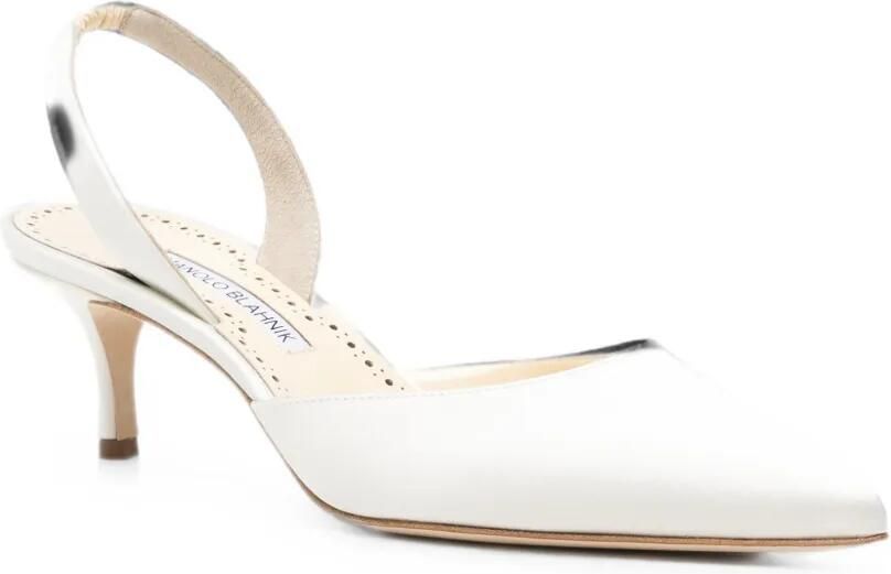 Manolo Blahnik Carolyne Bride satijnen slingback pumps Wit - Foto 2