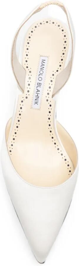 Manolo Blahnik Carolyne Bride satijnen slingback pumps Wit - Foto 4