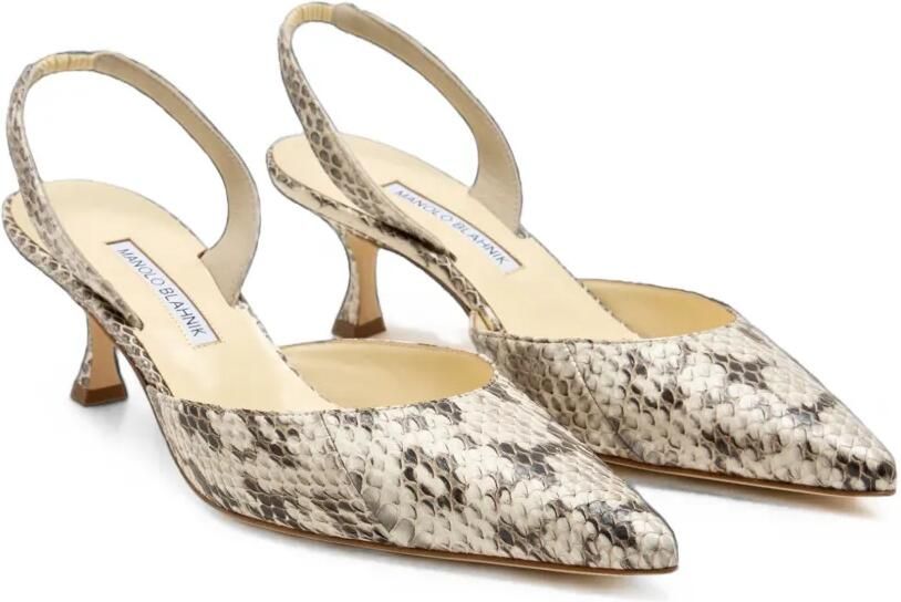 Manolo Blahnik Carolyne snakeskin-effect pumps Bruin - Foto 2