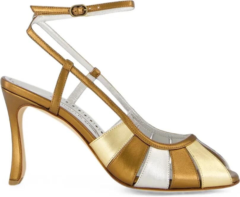 Manolo Blahnik Coludadhi metallic leather sandals Goud