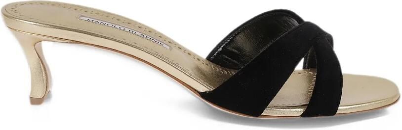 Manolo Blahnik criss-cross strap sandals Zwart