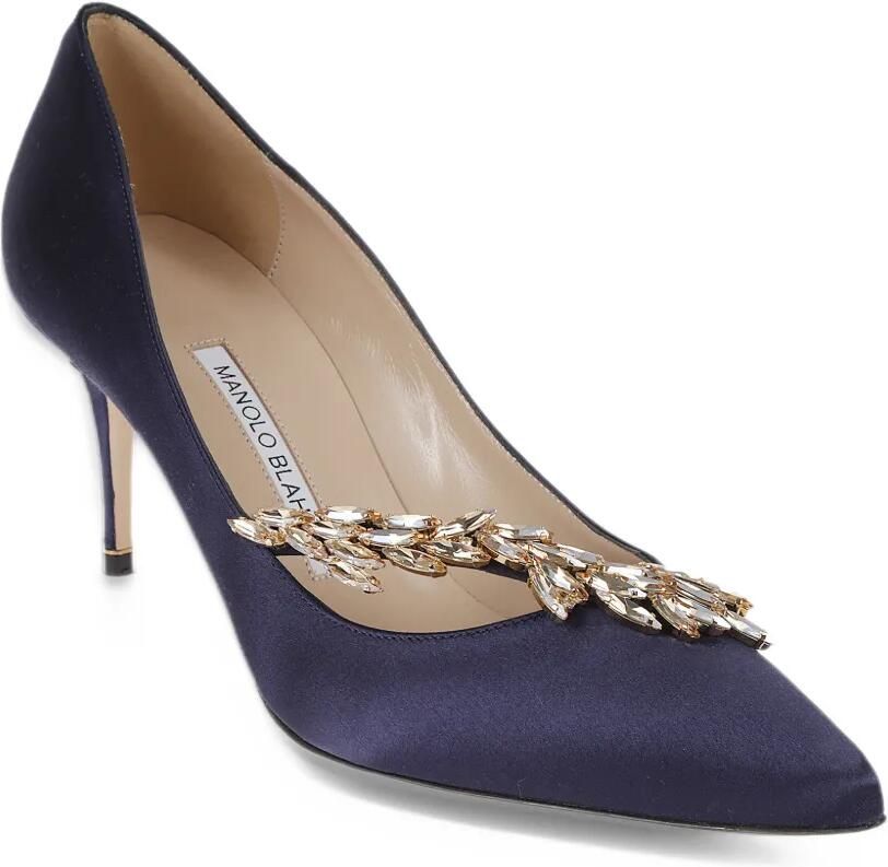 Manolo Blahnik crystal-embellished satin pumps Blauw - Foto 2