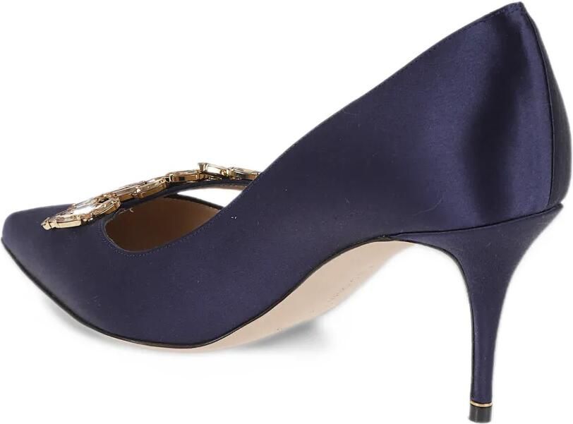 Manolo Blahnik crystal-embellished satin pumps Blauw - Foto 3