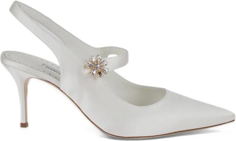 Manolo Blahnik crystal-embellished slingback pumps Wit