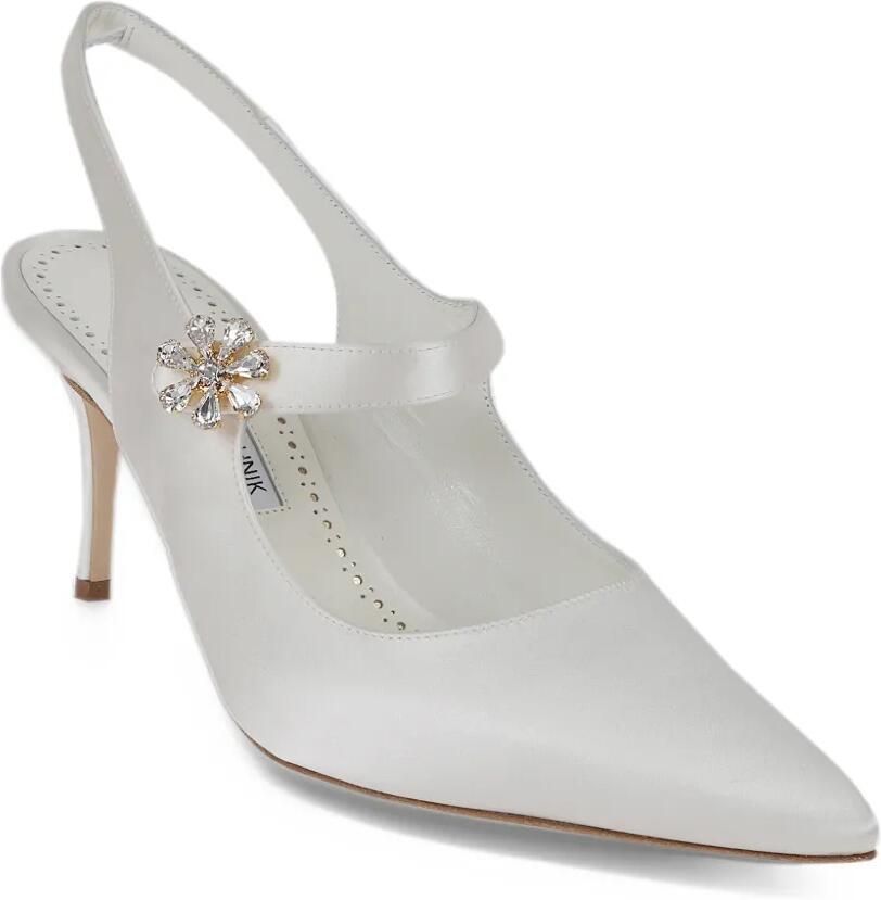 Manolo Blahnik crystal-embellished slingback pumps Wit - Foto 2