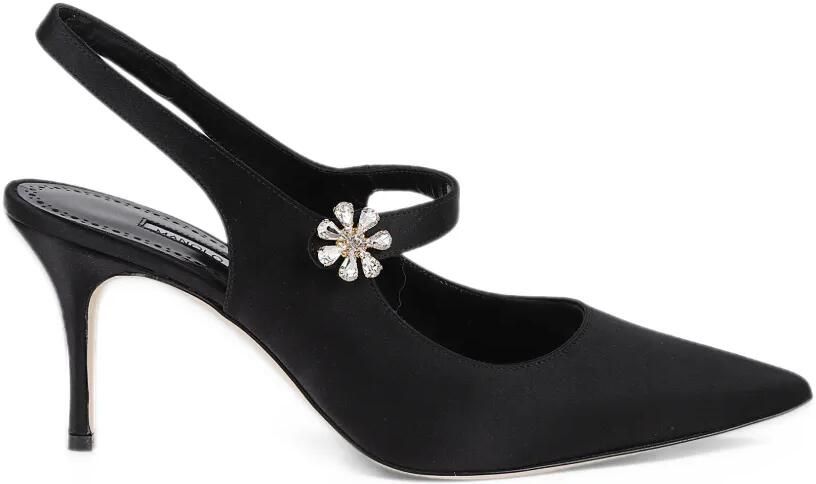 Manolo Blahnik crystal-embellished slingback pumps Zwart