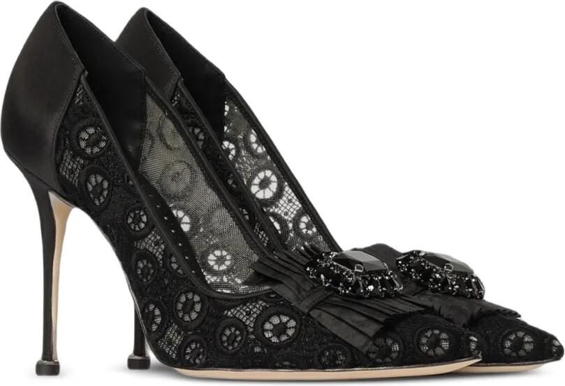 Manolo Blahnik Danceny pumps verfraaid met kant Zwart - Foto 3