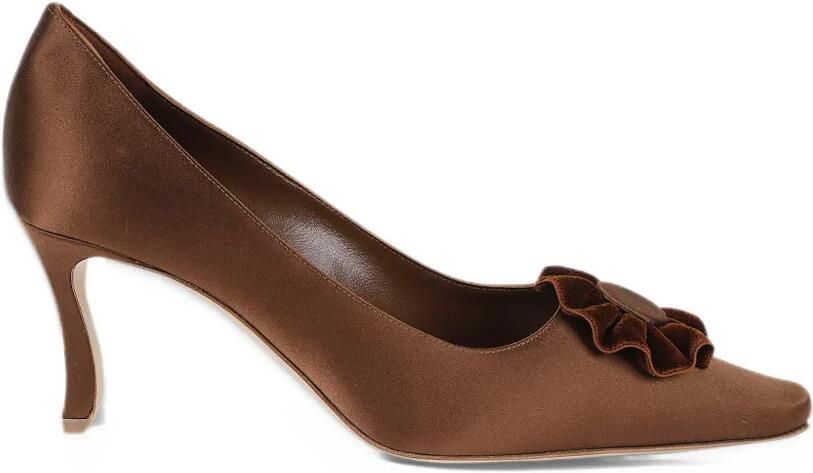 Manolo Blahnik floral-applique pointed-toe pumps Bruin