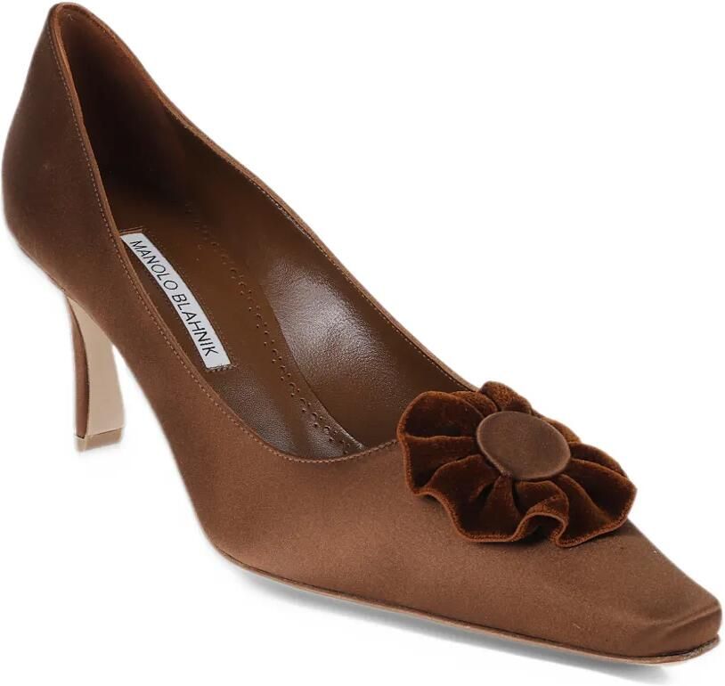Manolo Blahnik floral-applique pointed-toe pumps Bruin - Foto 2