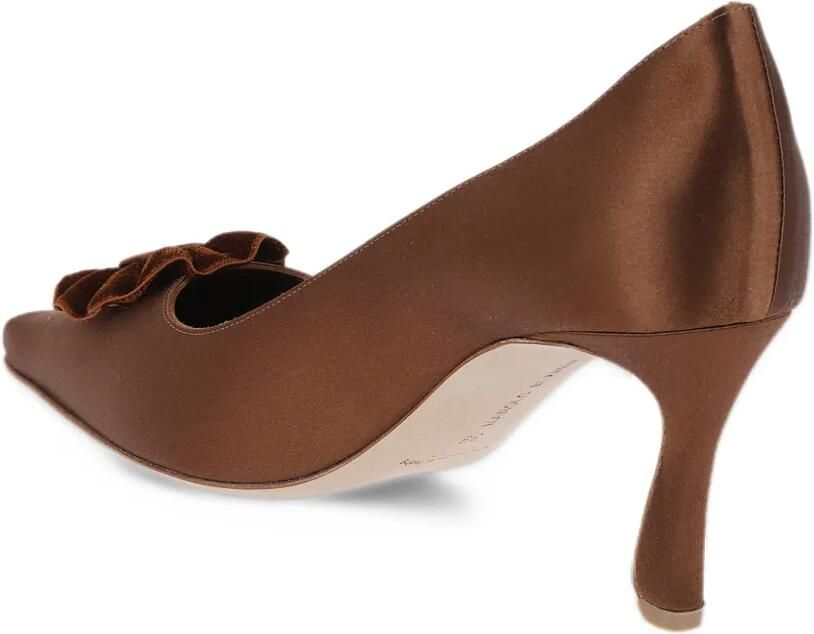 Manolo Blahnik floral-applique pointed-toe pumps Bruin - Foto 3
