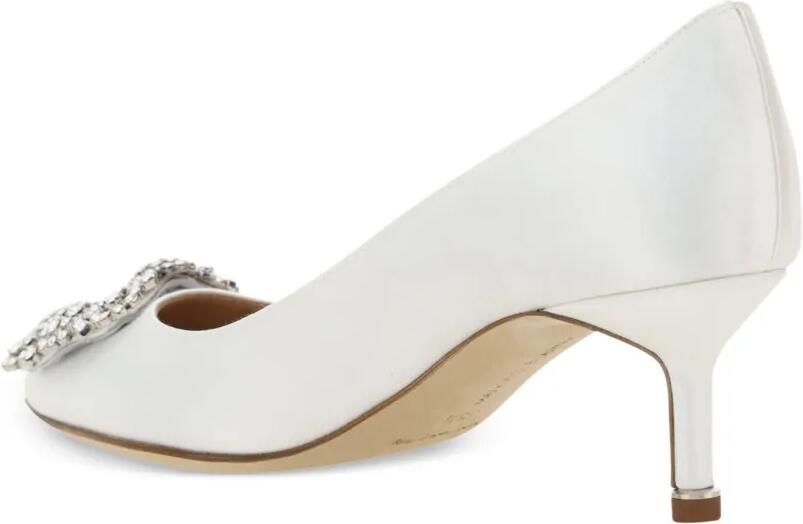 Manolo Blahnik Hangisi 50 satijnen pumps met gesp Wit - Foto 2