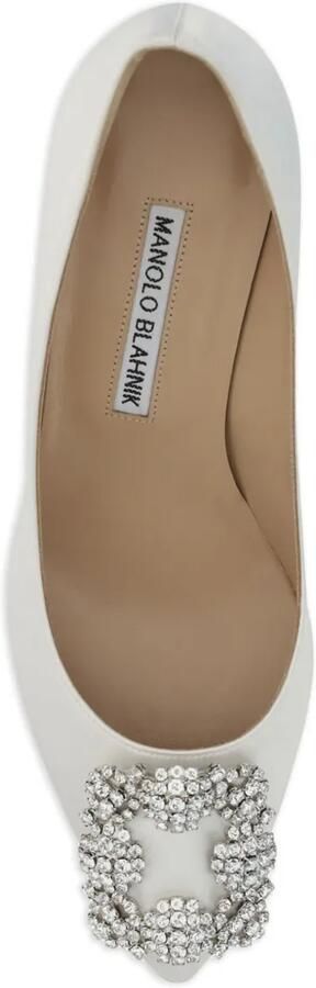 Manolo Blahnik Hangisi 50 satijnen pumps met gesp Wit - Foto 3