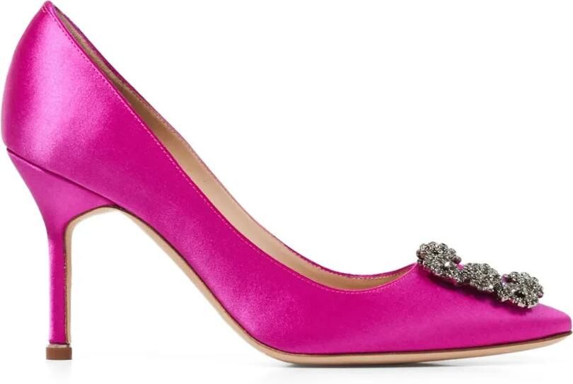 Manolo Blahnik Hangisi 90 pumps met kristallen gesp Roze
