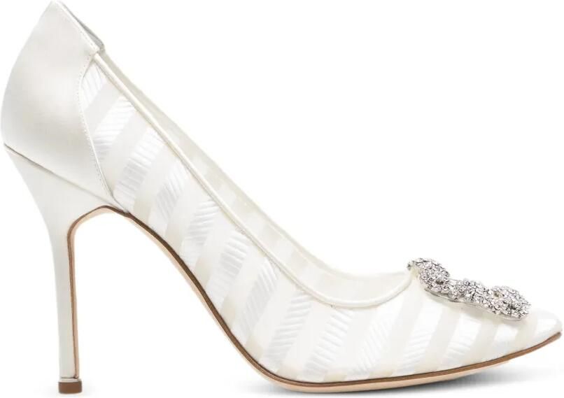 Manolo Blahnik Hangisi gestreepte pumps Wit