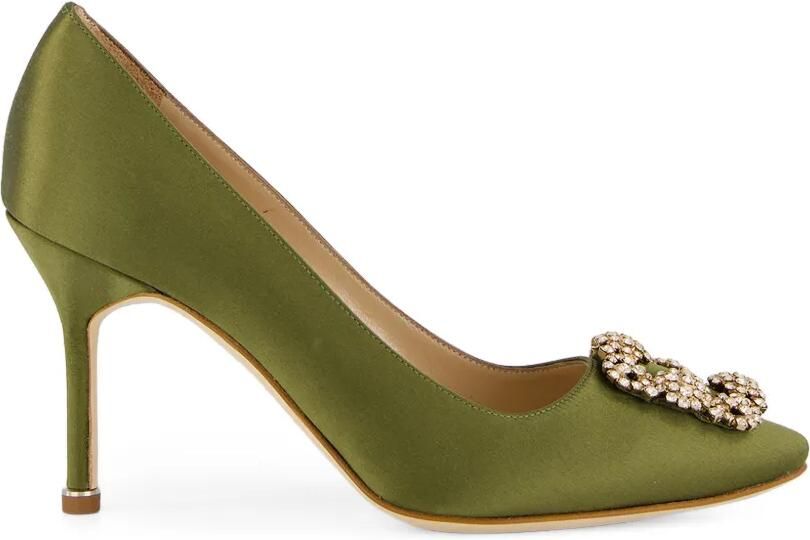 Manolo Blahnik Hangisi pumps met gesp van kristal Groen