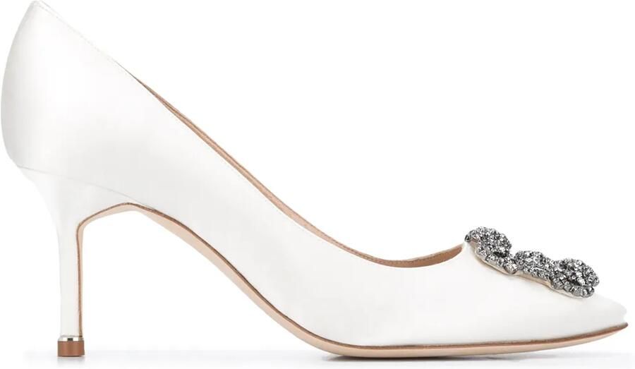 Manolo Blahnik Hangisi pumps met gesp Wit