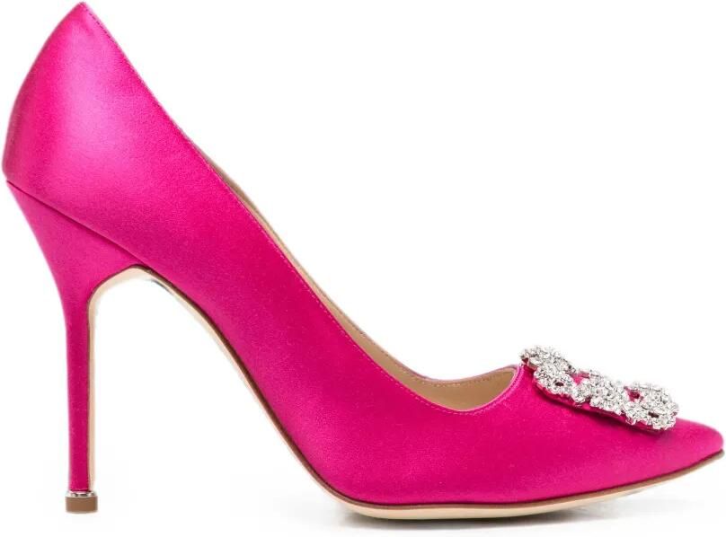 Manolo Blahnik Hangisi pumps met kristallen gesp Roze