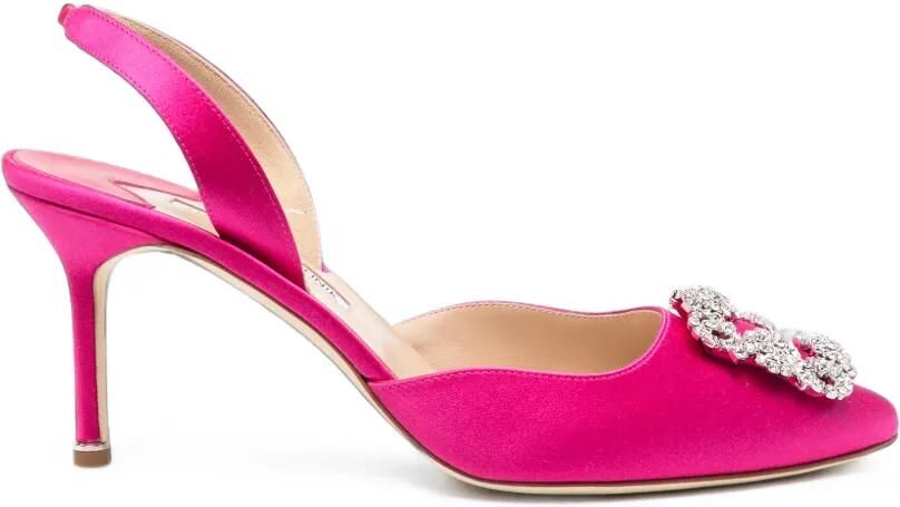 Manolo Blahnik Hangisi pumps met kristallen gesp Roze