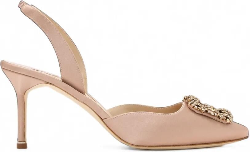 Manolo Blahnik Hangisi pumps met kristallen gesp Roze