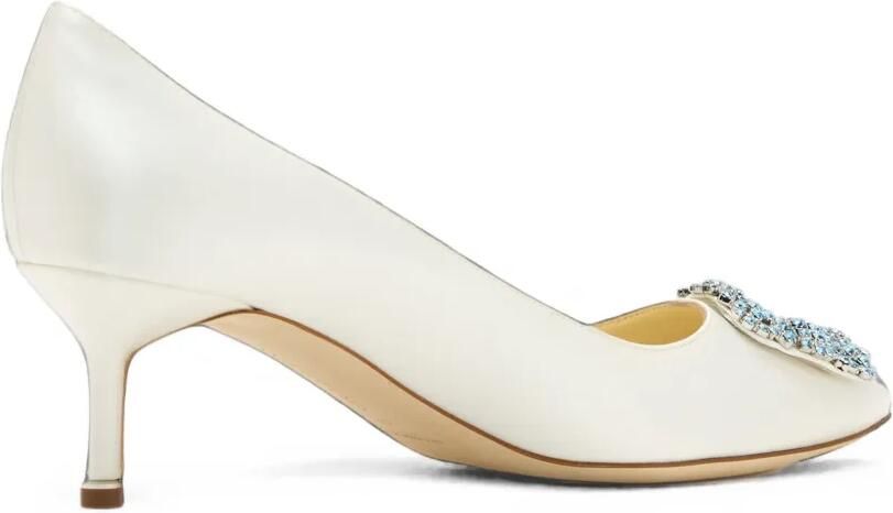 Manolo Blahnik Hangisi pumps met kristallen gesp Wit - Foto 3