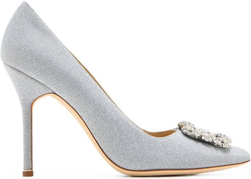 Manolo Blahnik Hangisi pumps met kristallen gesp Zilver