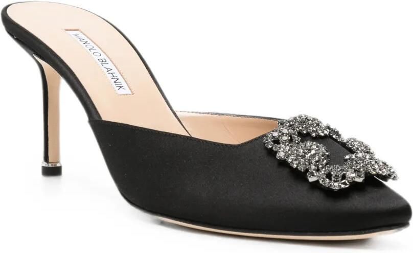 Manolo Blahnik Hangisi satijnen muiltjes met gesp Zwart