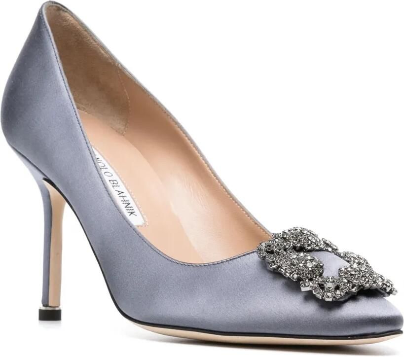 Manolo Blahnik Hangisi satijnen pumps Blauw - Foto 2