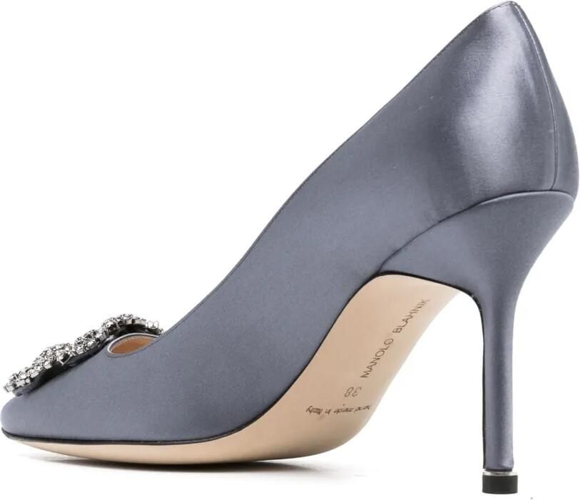 Manolo Blahnik Hangisi satijnen pumps Blauw - Foto 3