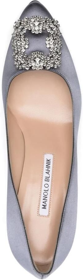 Manolo Blahnik Hangisi satijnen pumps Blauw - Foto 4