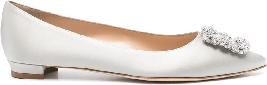 Manolo Blahnik Hangisi satijnen pumps met gesp Grijs
