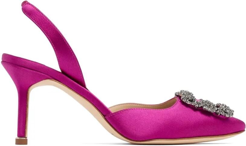 Manolo Blahnik Hangisi satijnen slingback pumps Roze