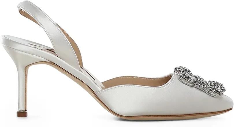 Manolo Blahnik Hangisi slingback pumps met kristallen gesp Wit