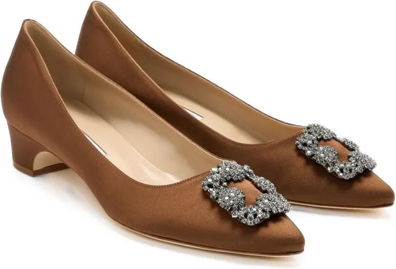 Manolo Blahnik Hangisibar pumps met kristallen gesp Bruin - Foto 3