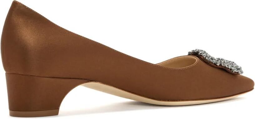 Manolo Blahnik Hangisibar pumps met kristallen gesp Bruin - Foto 4