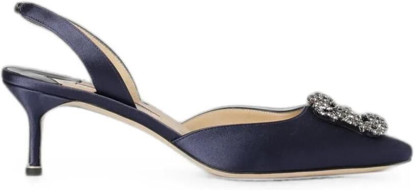 Manolo Blahnik Hangisli slingback pumps met kristallen gesp Blauw