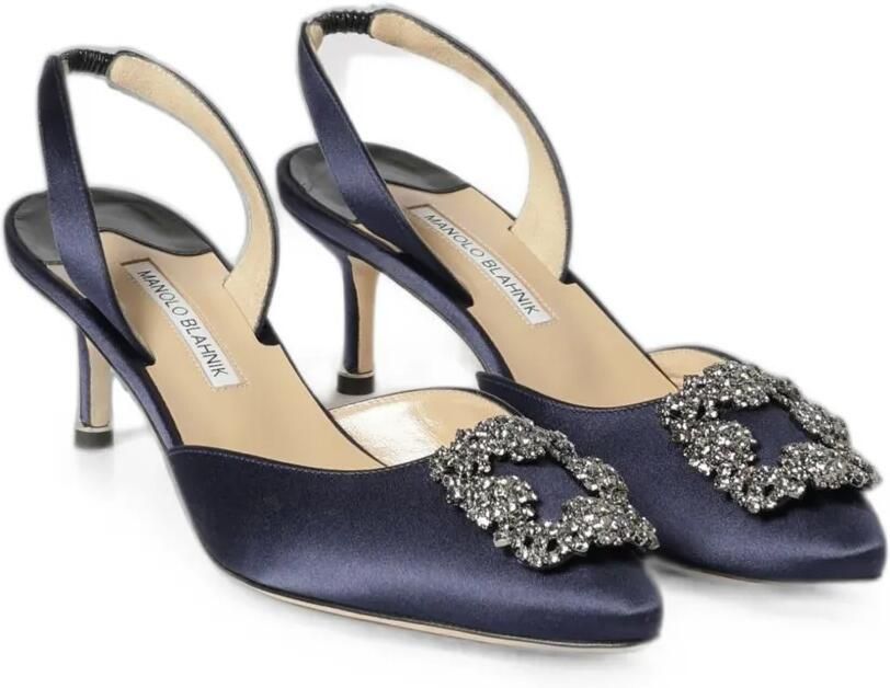 Manolo Blahnik Hangisli slingback pumps met kristallen gesp Blauw - Foto 2