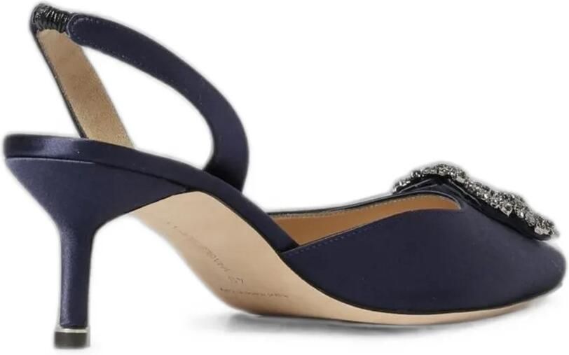 Manolo Blahnik Hangisli slingback pumps met kristallen gesp Blauw - Foto 3