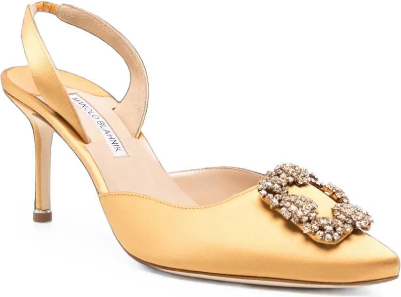 Manolo Blahnik Hangisli slingback pumps met kristallen gesp Geel - Foto 2