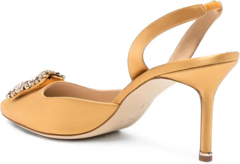 Manolo Blahnik Hangisli slingback pumps met kristallen gesp Geel - Foto 3